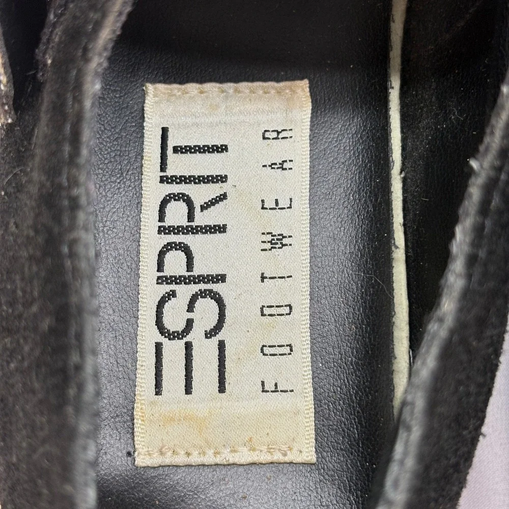 90s Esprit Reflector 74070 Shoes Womens 6 Black Good Vintage Suede Lug Mary Jane